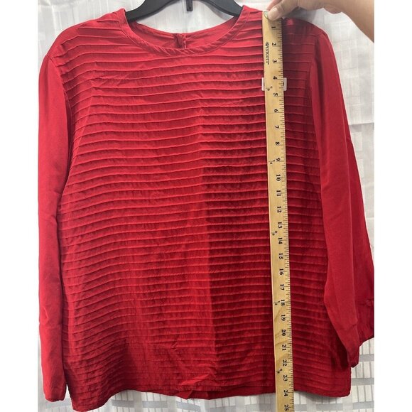 Evan Picone Womens 100% Silk Blouse Long Sleeve Color Red Size 10 - Picture 8 of 8